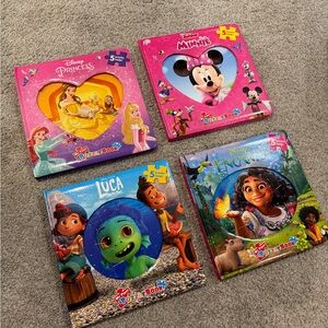 Disney bundle of pazzle books , Luca , Princess , Encanto , Minnie